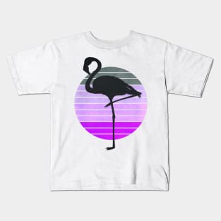 Flamingo Silhouette Reto Style Kids T-Shirt